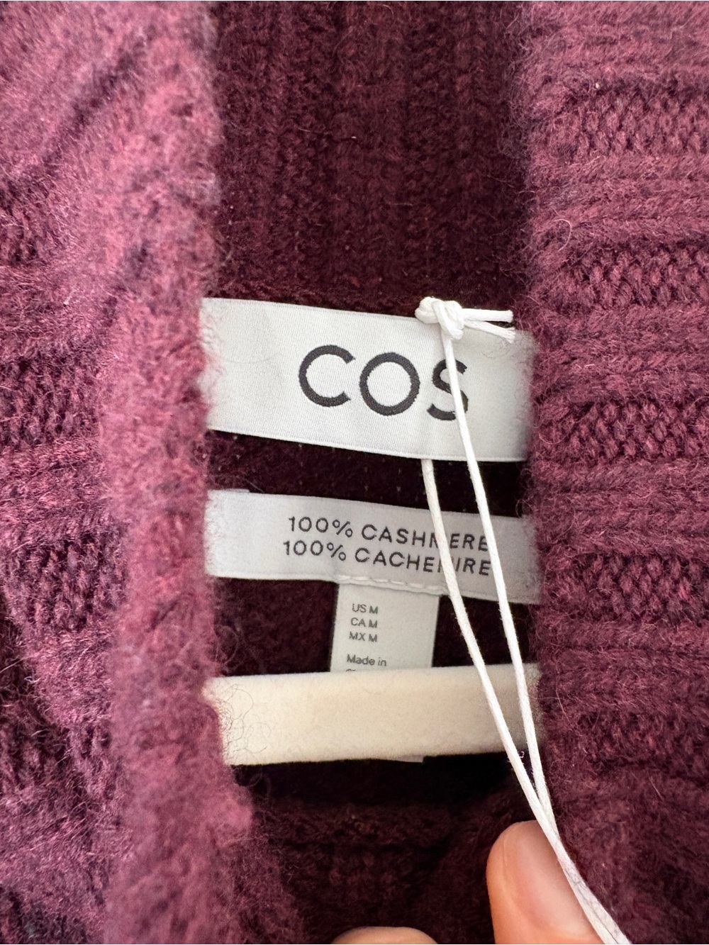 NWT COS Cashmere Cowl Neck Sweater in Deep Plum Melange - Picture 7 of 8